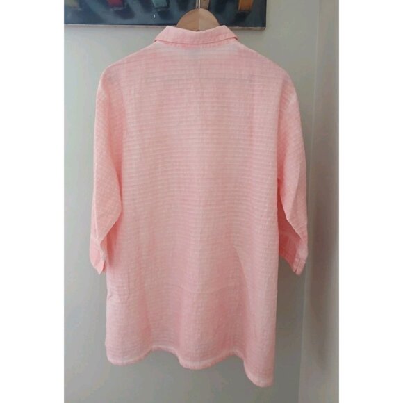 New Focus Popover Waffle Textured Blouse Size Small Pink Lagenlook Buttons - Picture 6 of 9